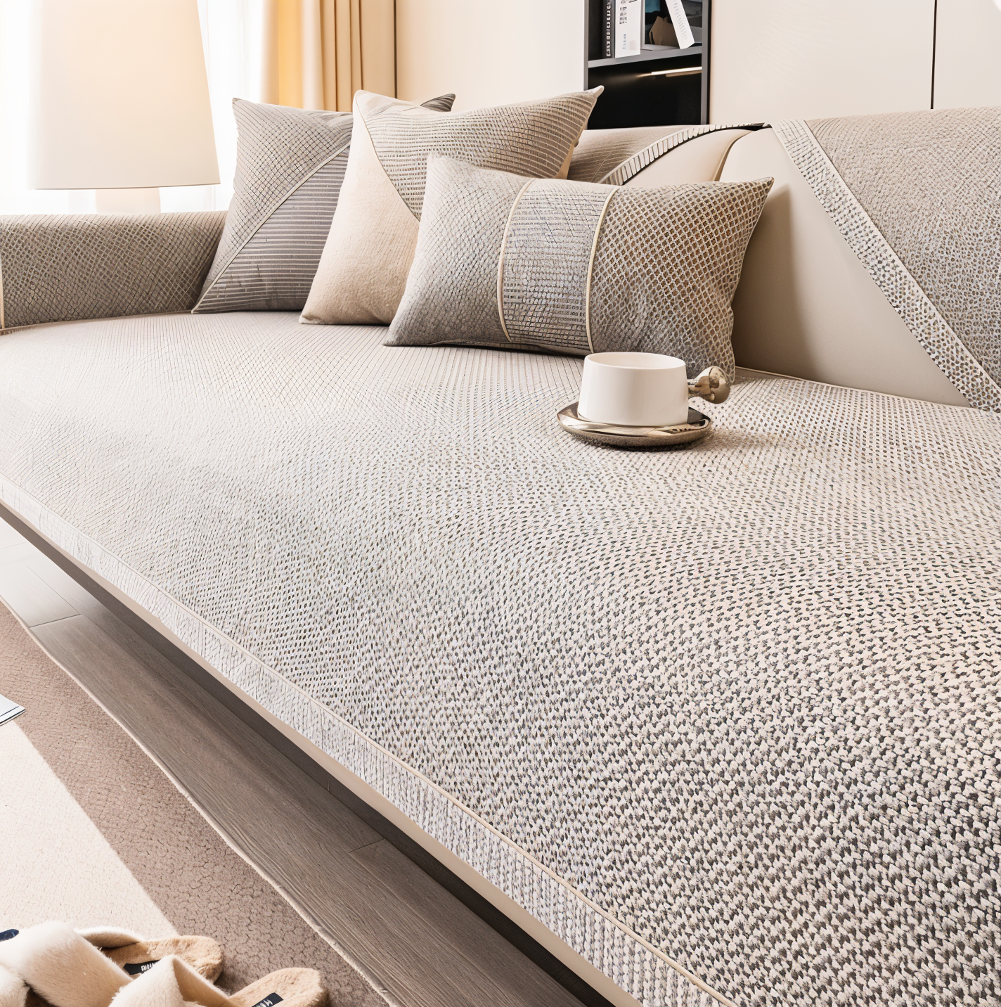 Maliben | Solid Satin Sofa Cover – Non‑Slip Cotton & Polyester Protector