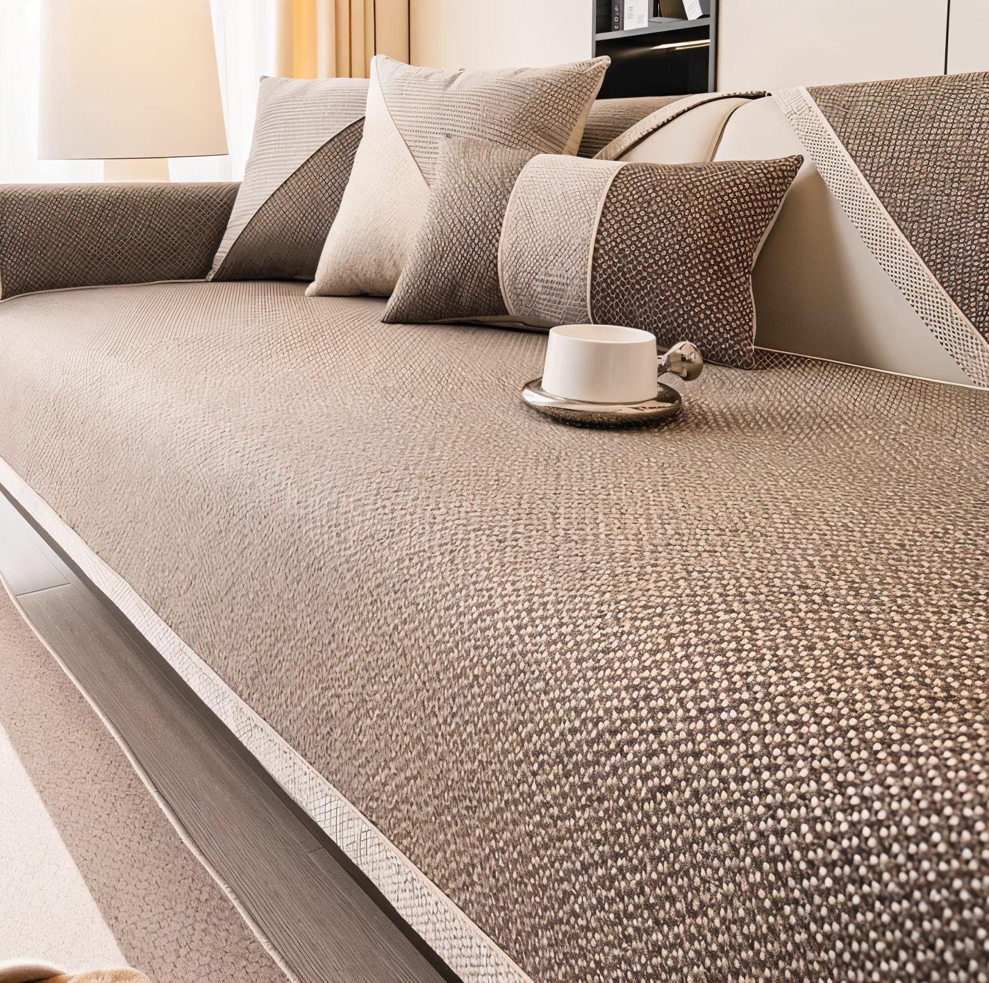 Maliben | Solid Satin Sofa Cover – Non‑Slip Cotton & Polyester Protector