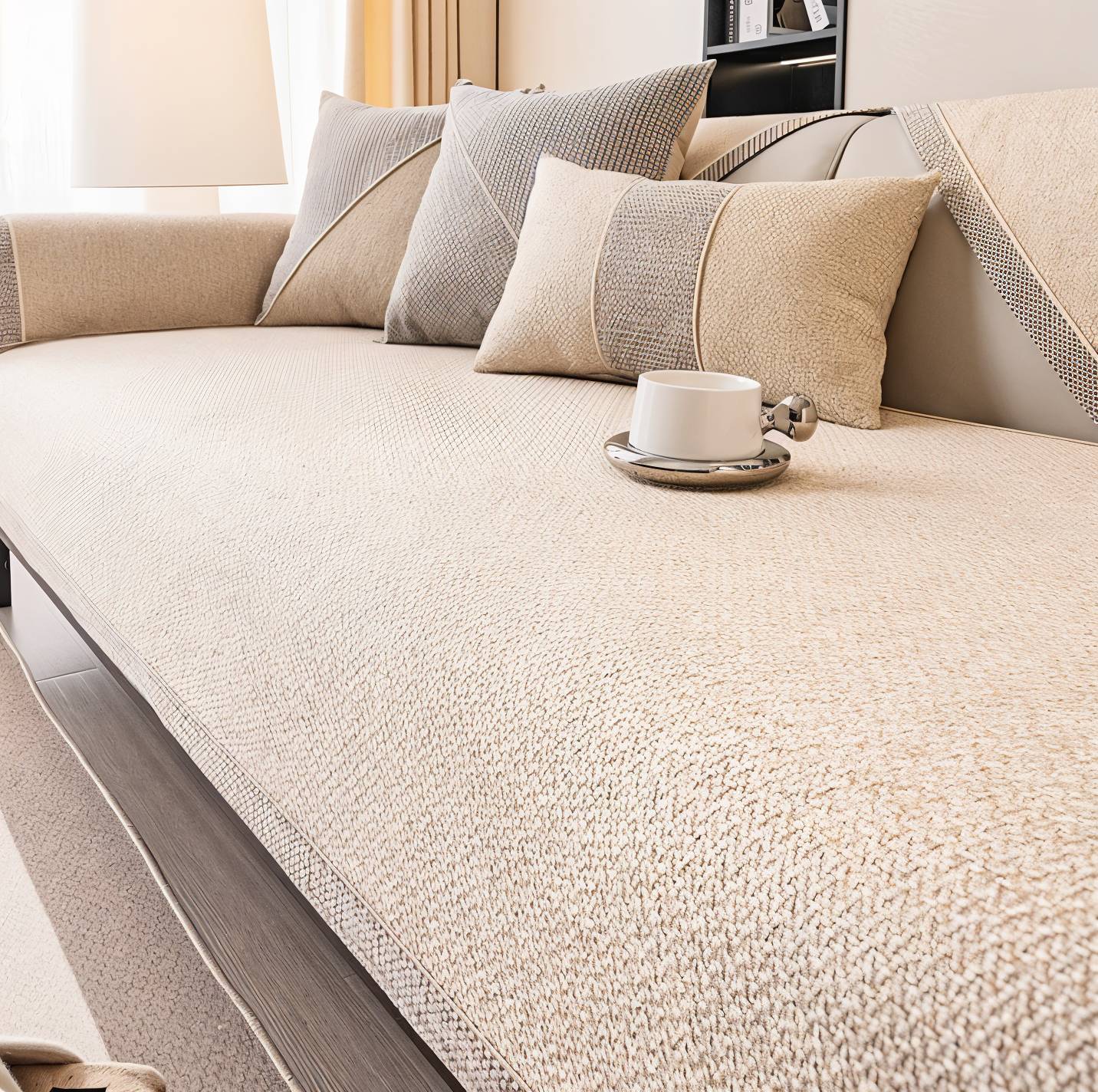 Maliben | Solid Satin Sofa Cover – Non‑Slip Cotton & Polyester Protector