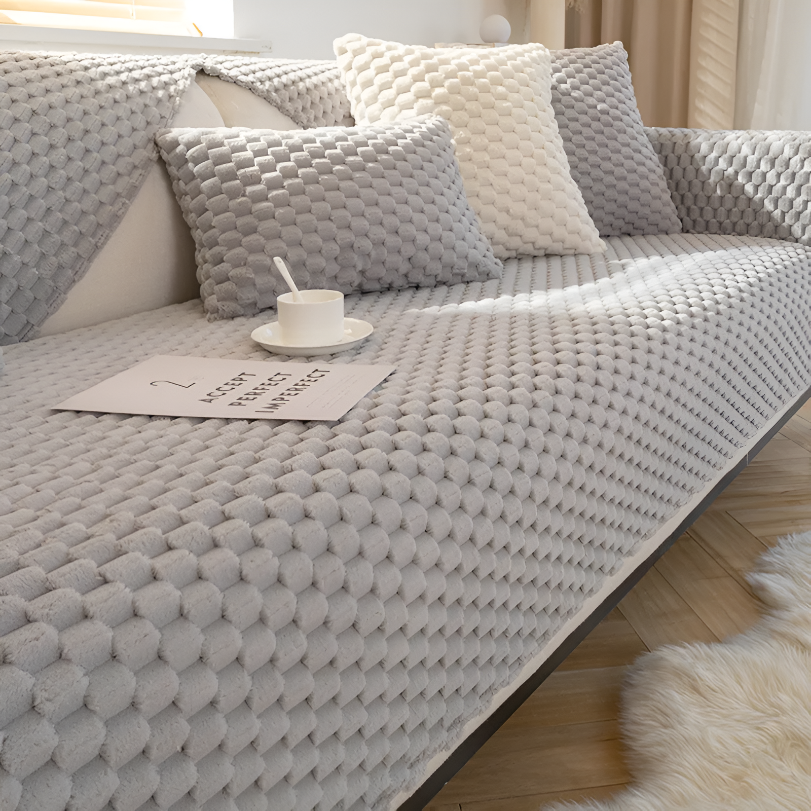 Maliben | Honeycomb Sofa Cover – Non‑Slip Stain‑Resistant Couch Protector