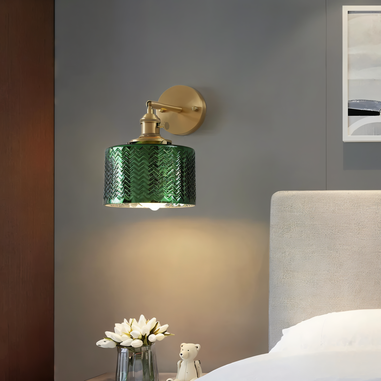 Maliben | Adjustable Led Wall Lamp Of Ribbed Glass In Scandinavian Design