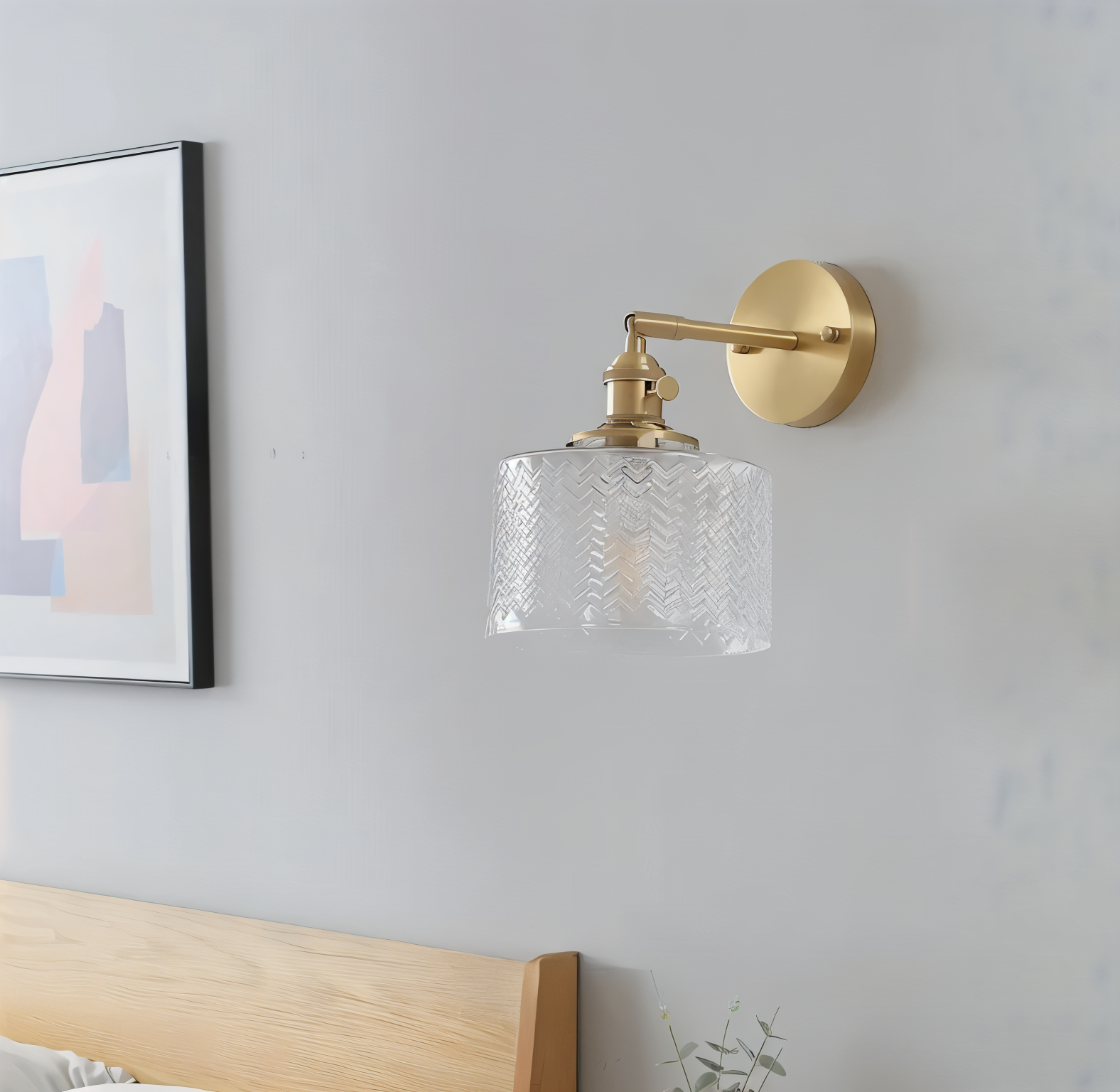 Maliben | Adjustable Led Wall Lamp Of Ribbed Glass In Scandinavian Design