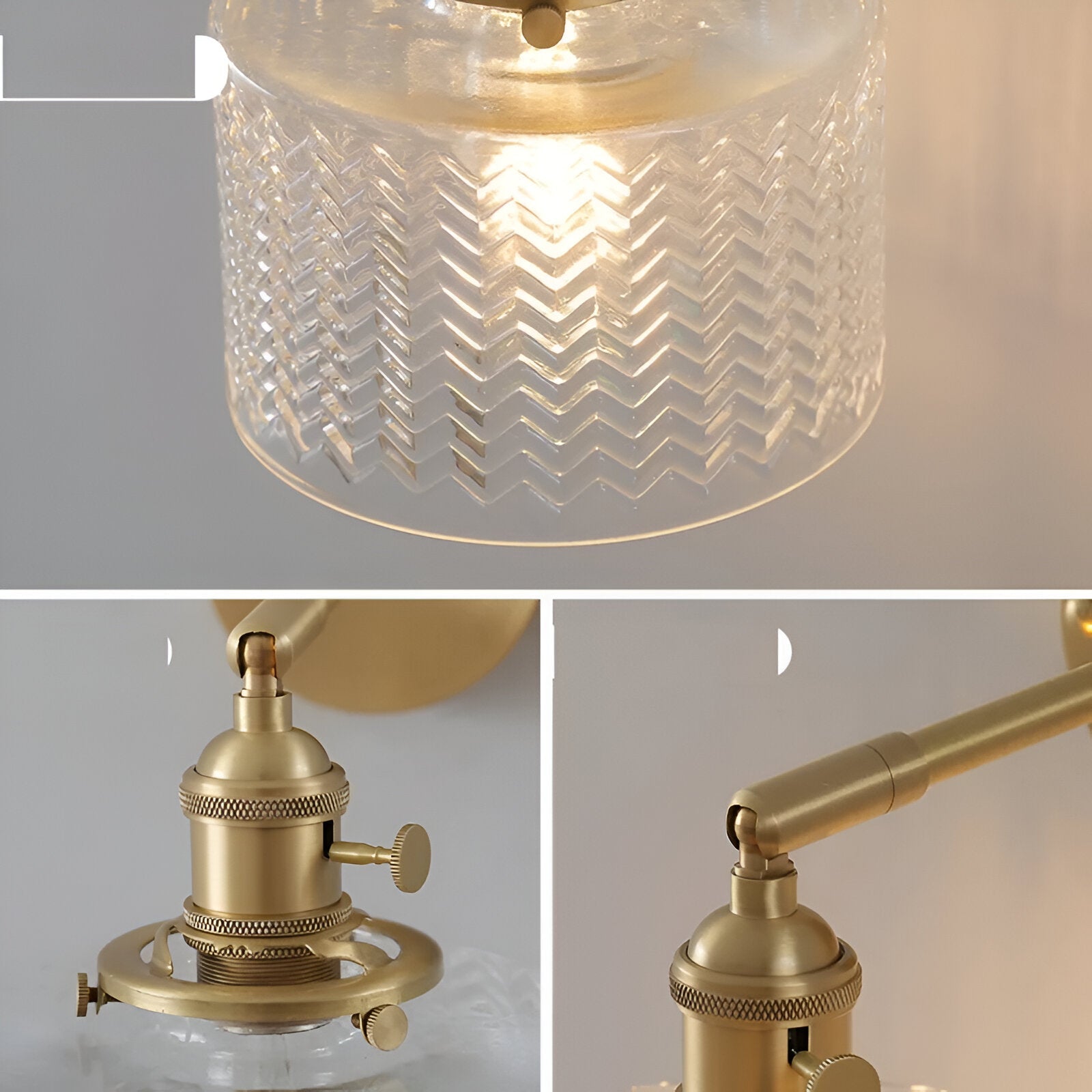 Maliben | Adjustable Led Wall Lamp Of Ribbed Glass In Scandinavian Design