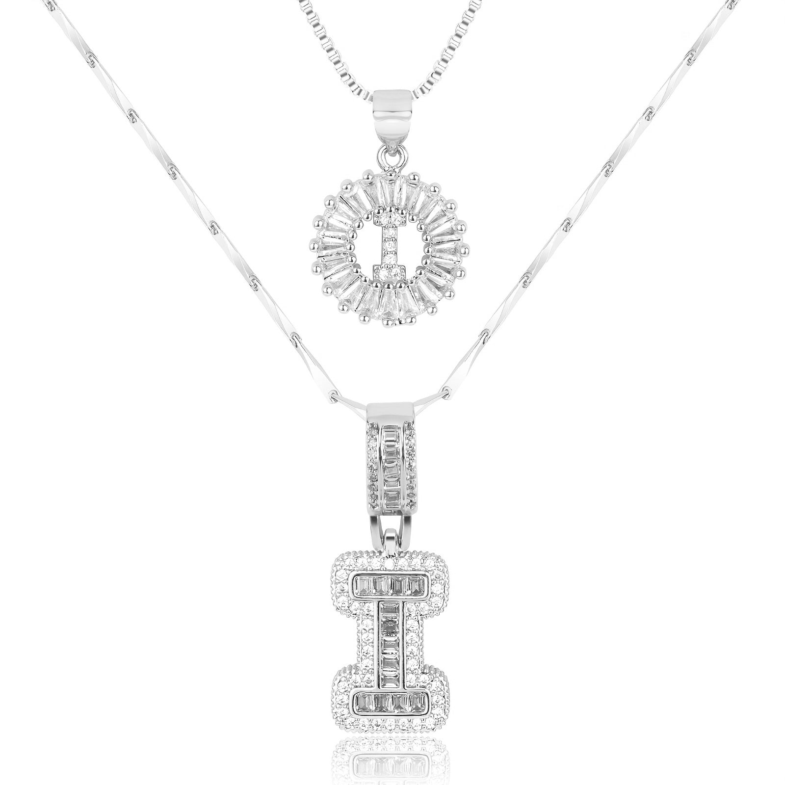 Maliben | 2pc 14k Diamond Letter Initial Necklaces