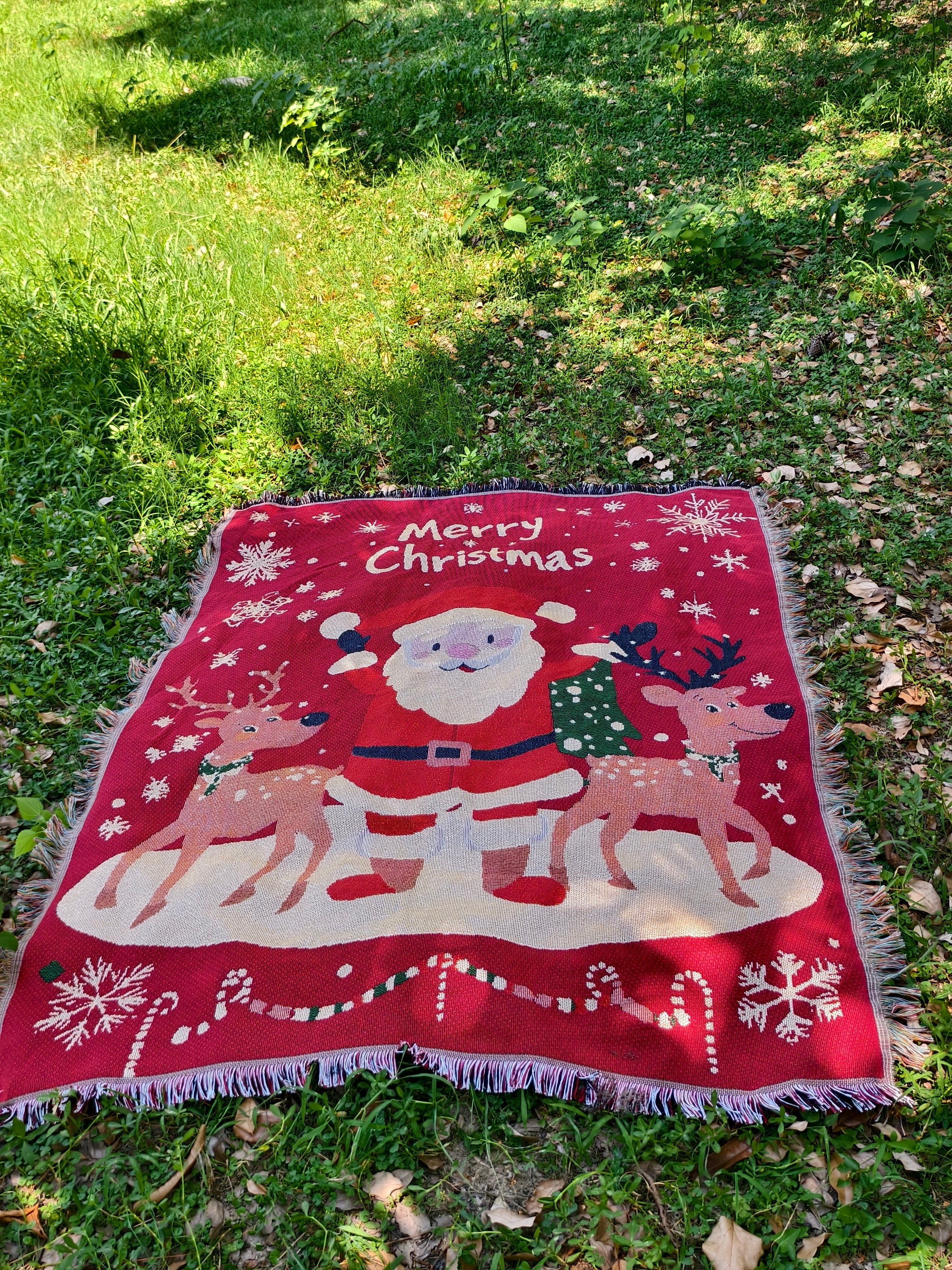 Thick Knitted Gold Thread Christmas Sofa Throw