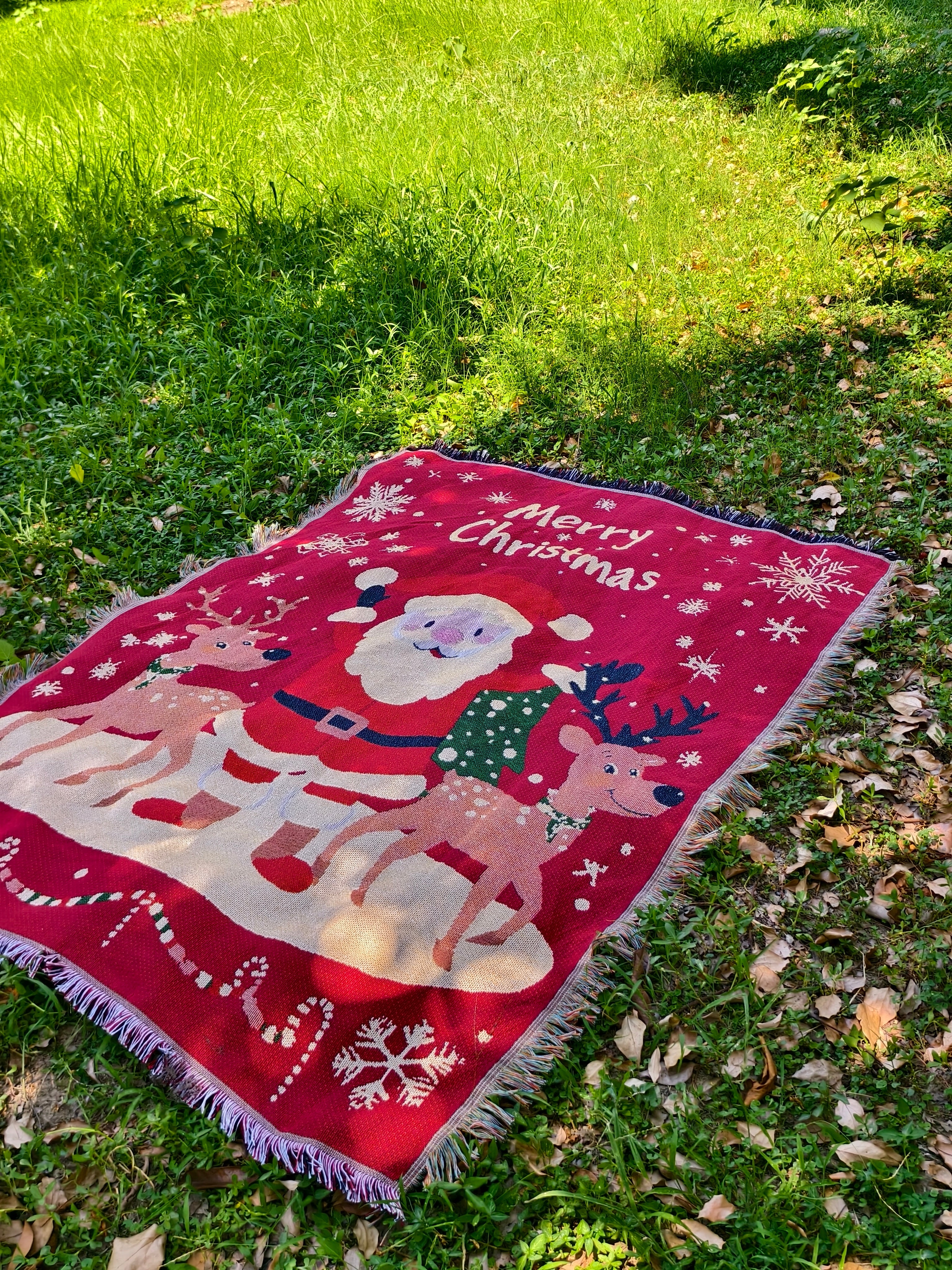 Thick Knitted Gold Thread Christmas Sofa Throw