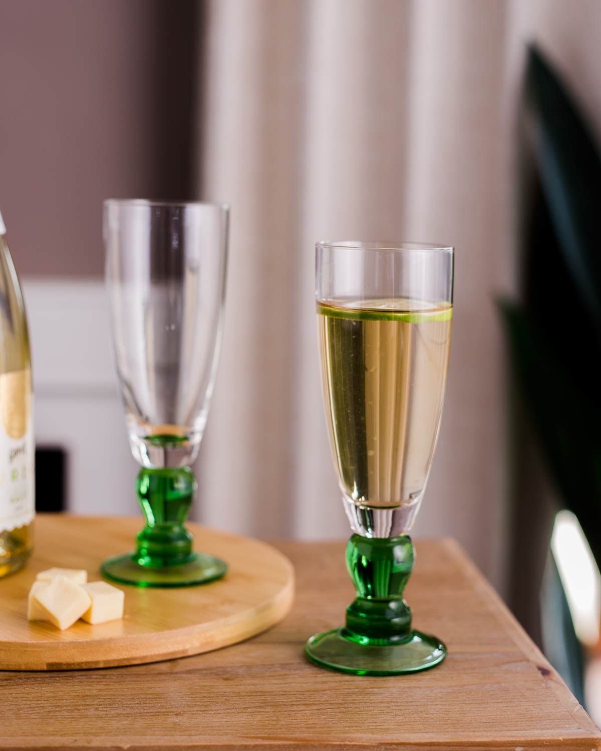 Maliben | Swirl Green Champagne Flute - Set of 6