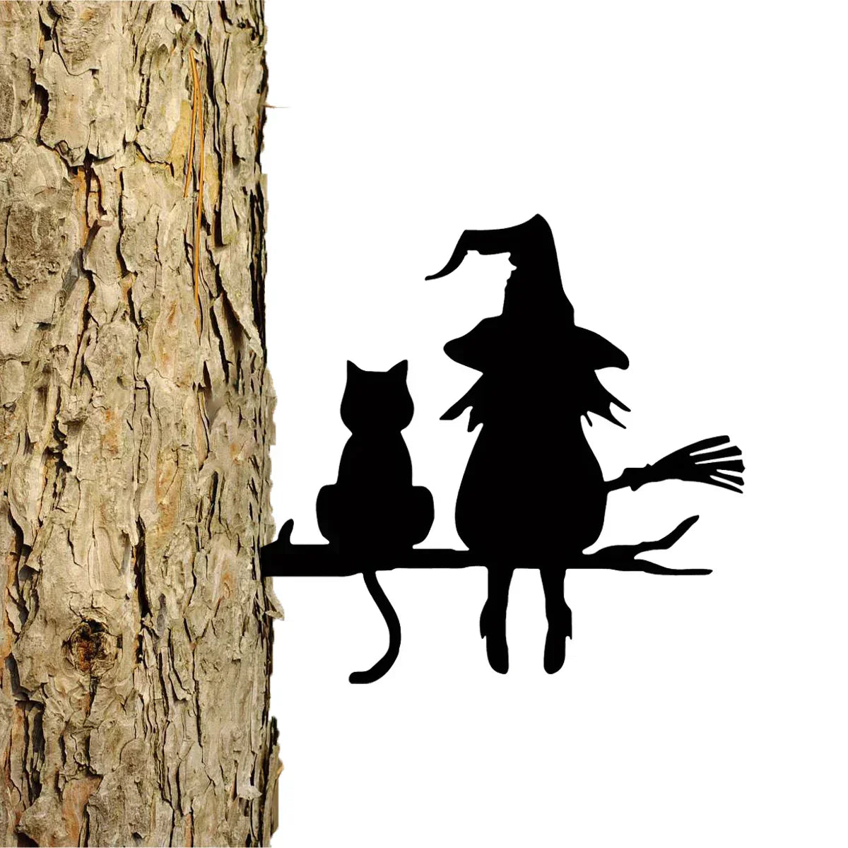 Maliben | Metal art | Witch and cat garden decoration