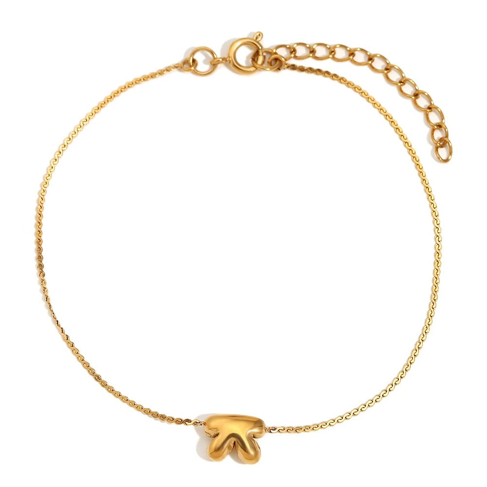 Maliben | Dainty Bubble Letter Initial Bracelet