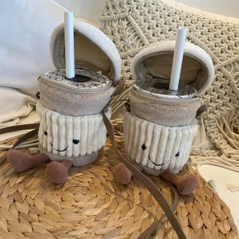 Maliben | Cute happy coffee cup holder plush bag