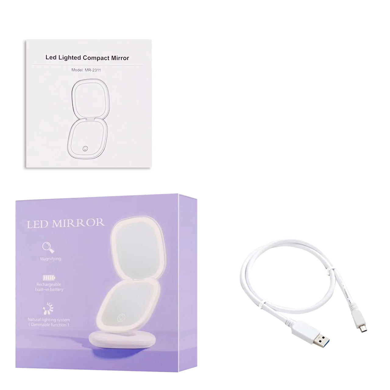 Maliben | Compact Led Makeup Mirror With Double Magnification 1x And 10x