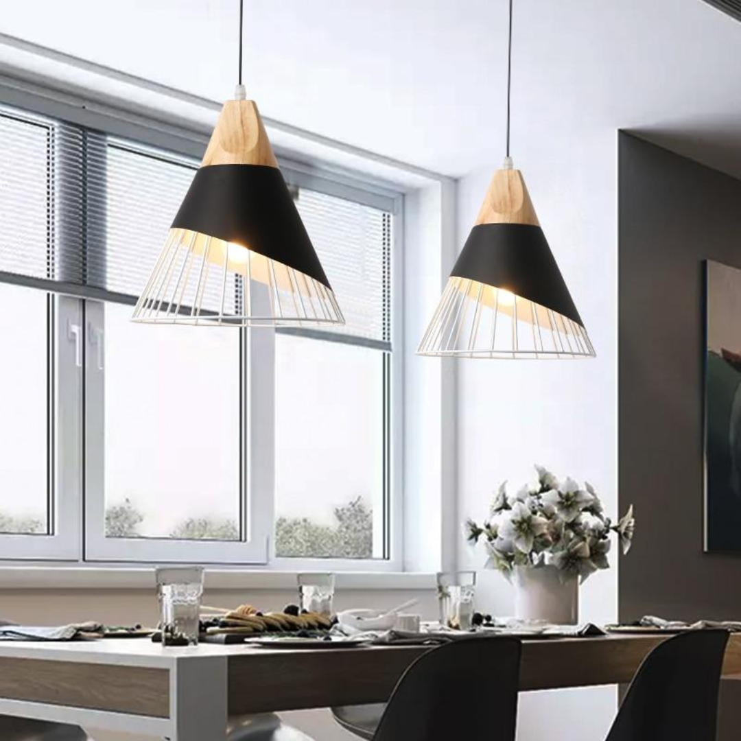Maliben | Modern Industrial Pendant Light In Scandinavian Style – Wood & Metal