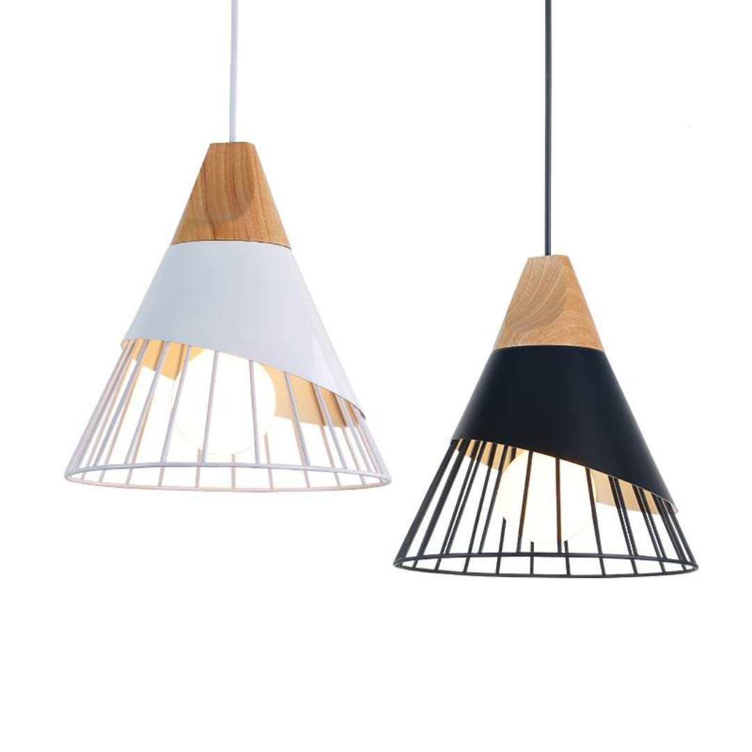 Maliben | Modern Industrial Pendant Light In Scandinavian Style – Wood & Metal