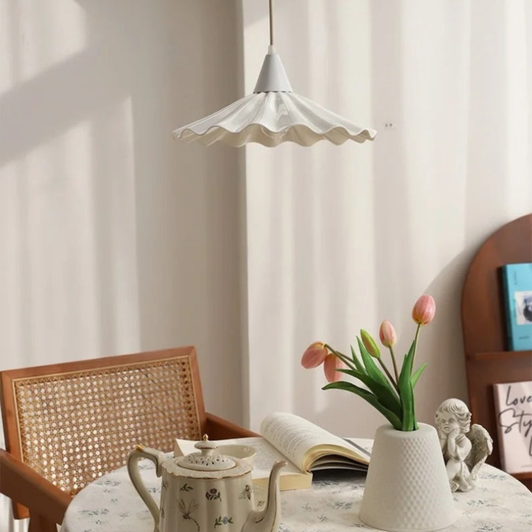 Maliben | Modern White Ceramic Pendant Lamp With Unique Ribbed Design