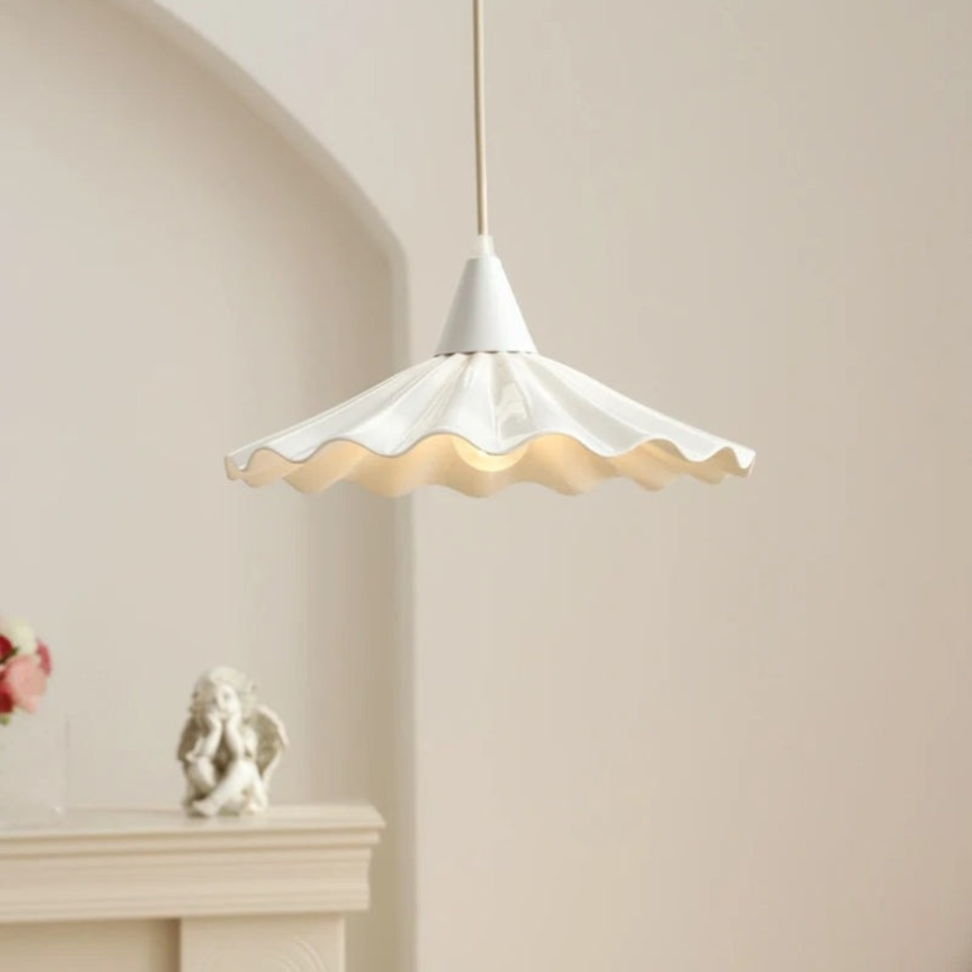 Maliben | Modern White Ceramic Pendant Lamp With Unique Ribbed Design