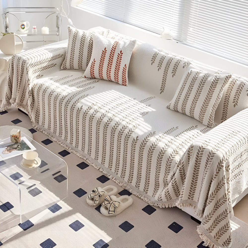 Maliben | Leaf Fringed Lace Sofa Cover
