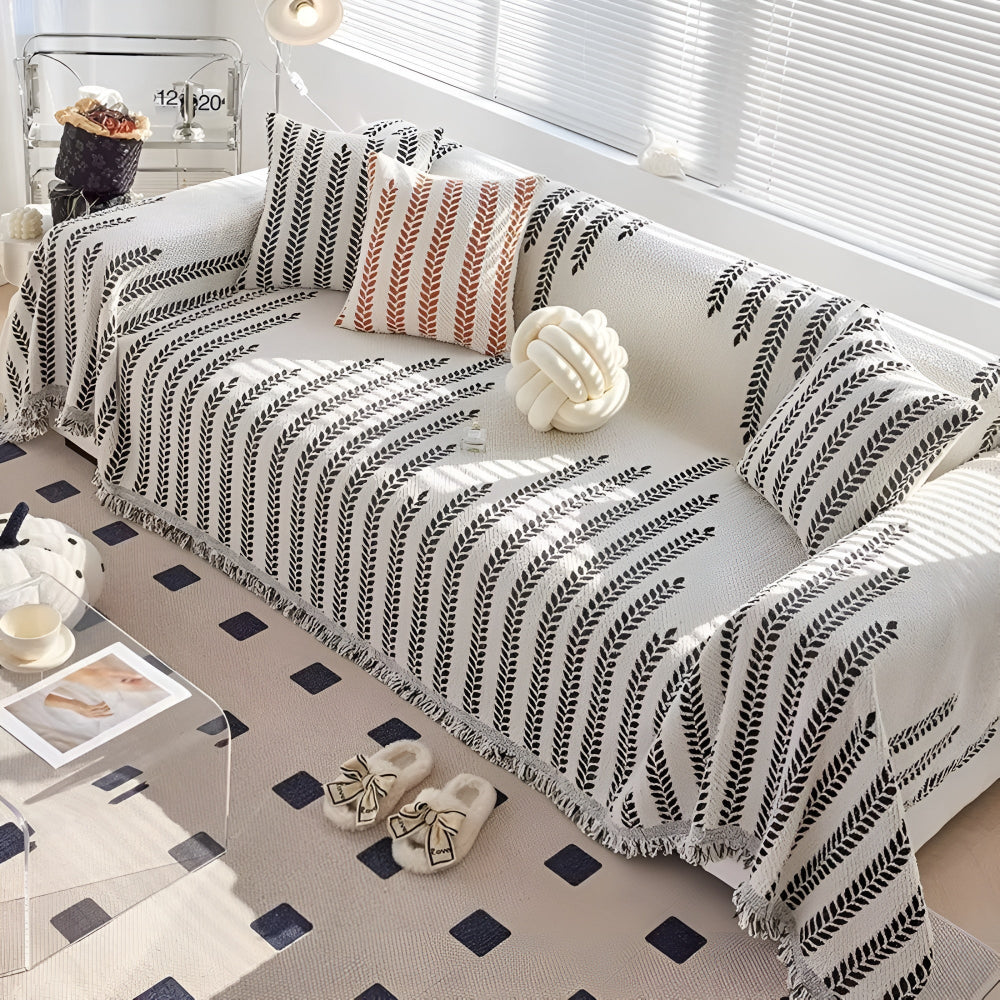 Maliben | Leaf Fringed Lace Sofa Cover