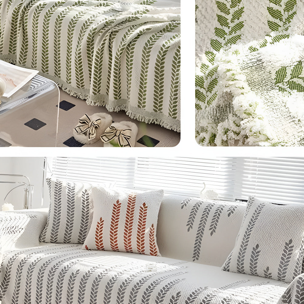 Maliben | Leaf Fringed Lace Sofa Cover