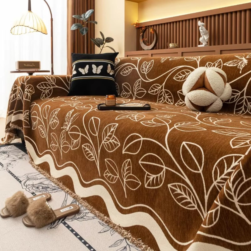 Maliben | Leaf Inspired Luxury Chenille Sofa Cover
