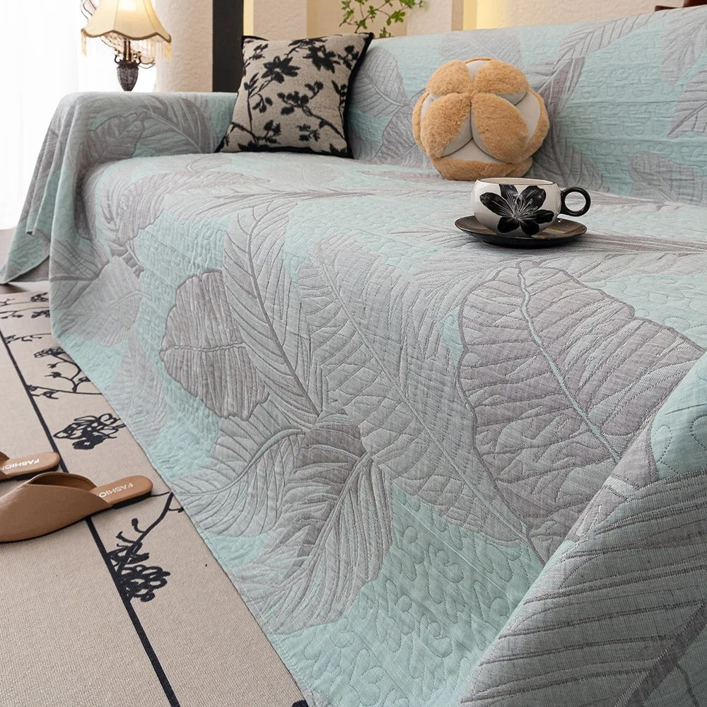 Maliben | Leaf Pattern Gauze Sofa Cover
