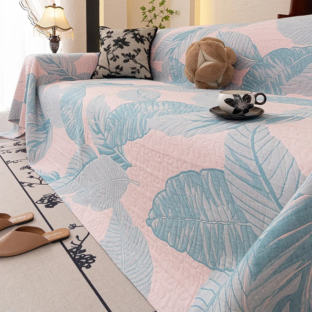 Maliben | Leaf Pattern Gauze Sofa Cover