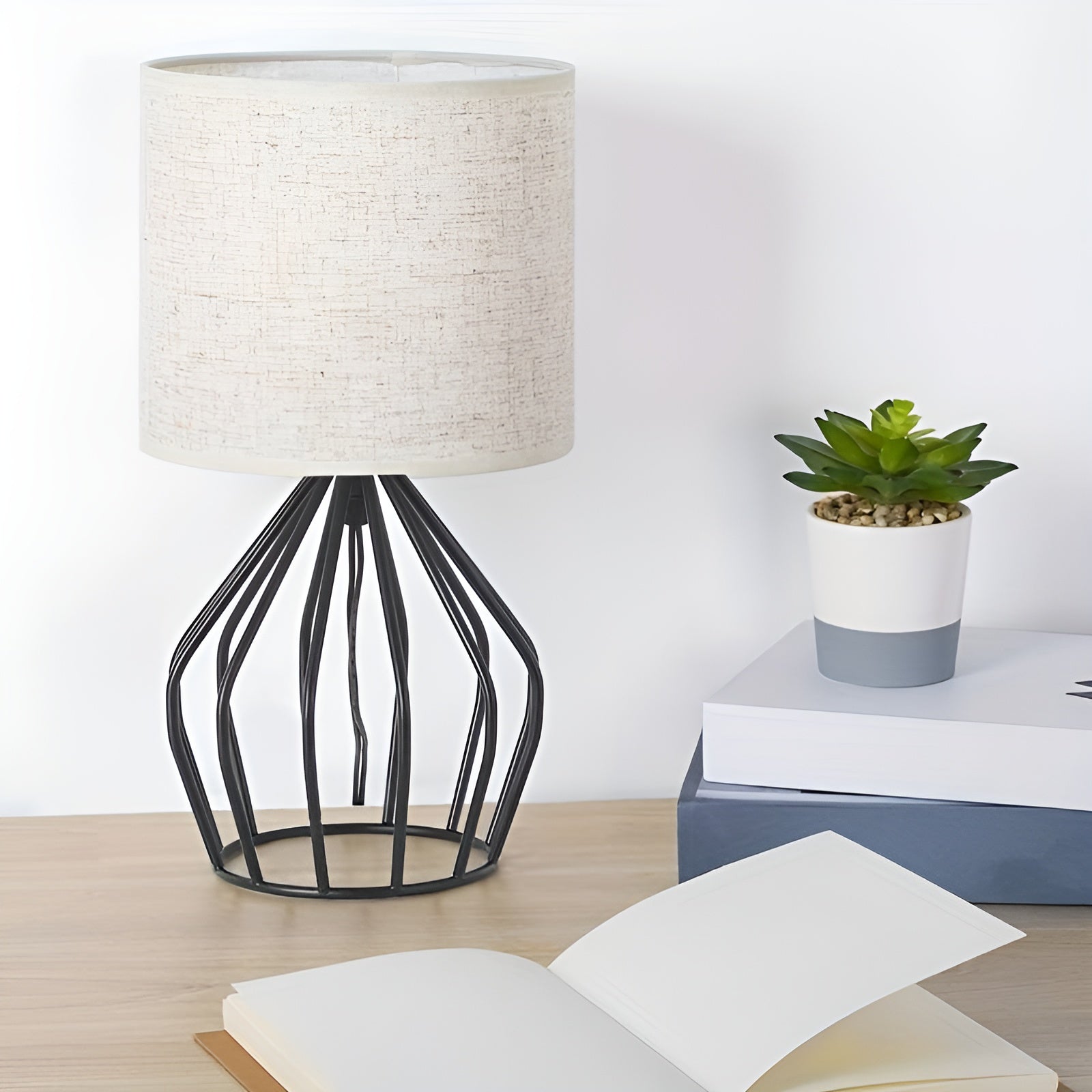 Maliben | Elegant Table Lamp With Linen Shade And Metal Base – Perfect Lighting