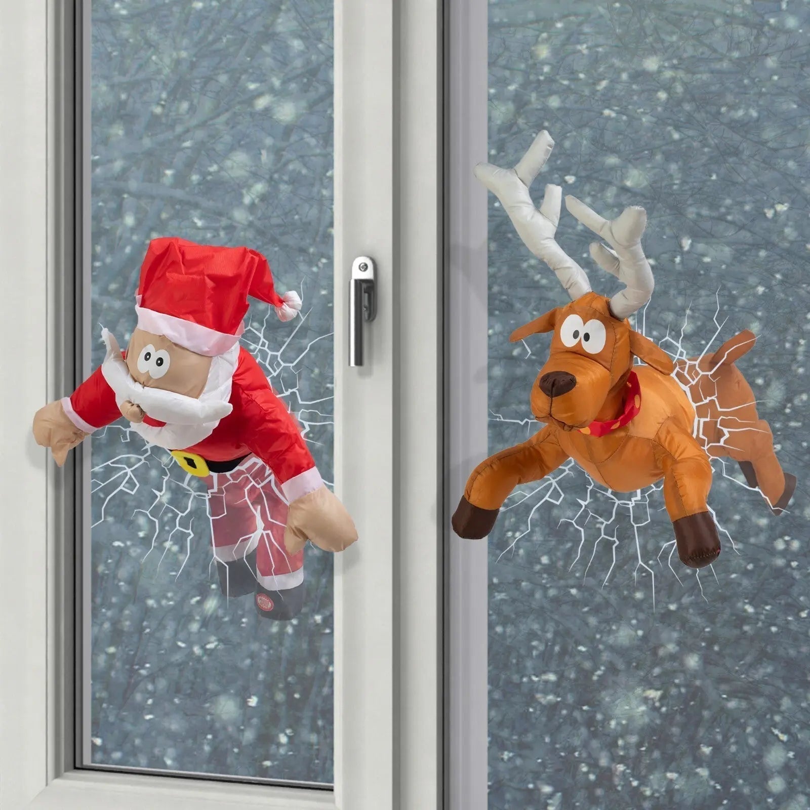 Maliben | Cheerful Christmas Window Figure Clausklap – Moving, Sound Activated Decoration