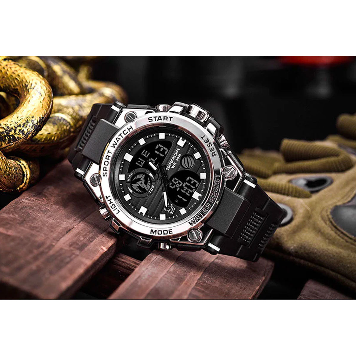 Maliben | Titanguard Military Men's Watch – Rugged Multifunctional Analog & Digital Timepiece