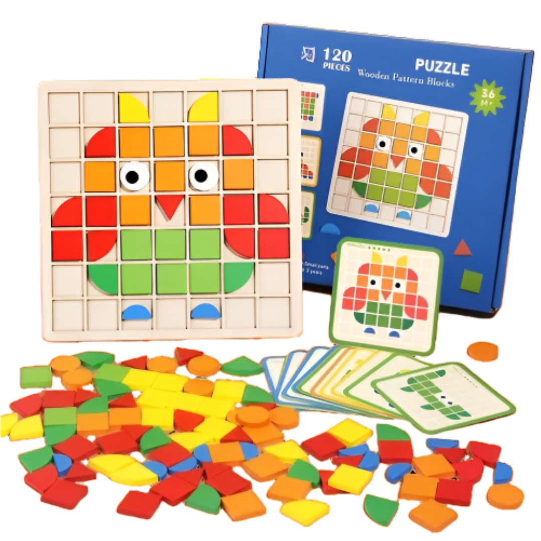 Maliben | Ecotoys Thinkmatch | Improves Logical Thinking - Imaginative Wooden Educational Puzzle Set
