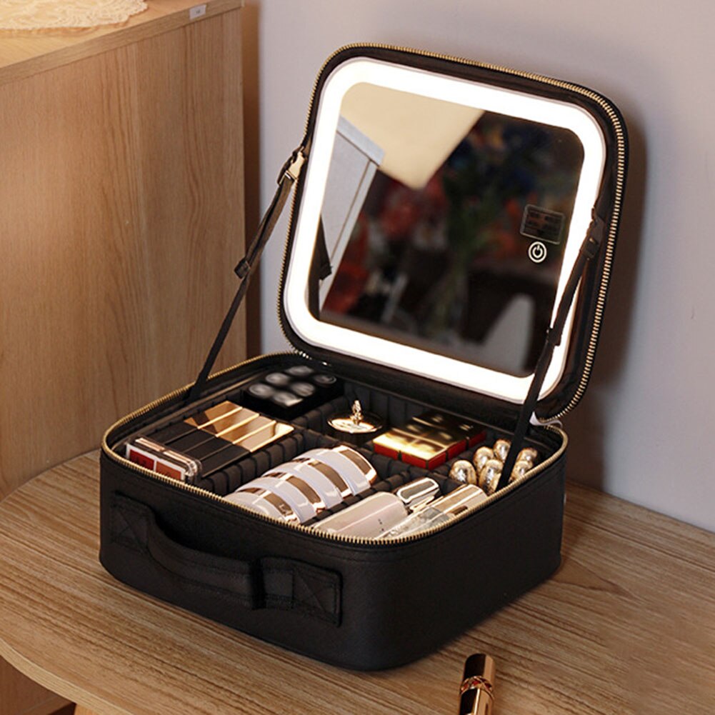 Maliben | Portable Travel Makeup Case With Led Mirror & Adjustable Light