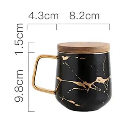 Maliben | Marble Pattern Coffee Mug with Gold Decoration