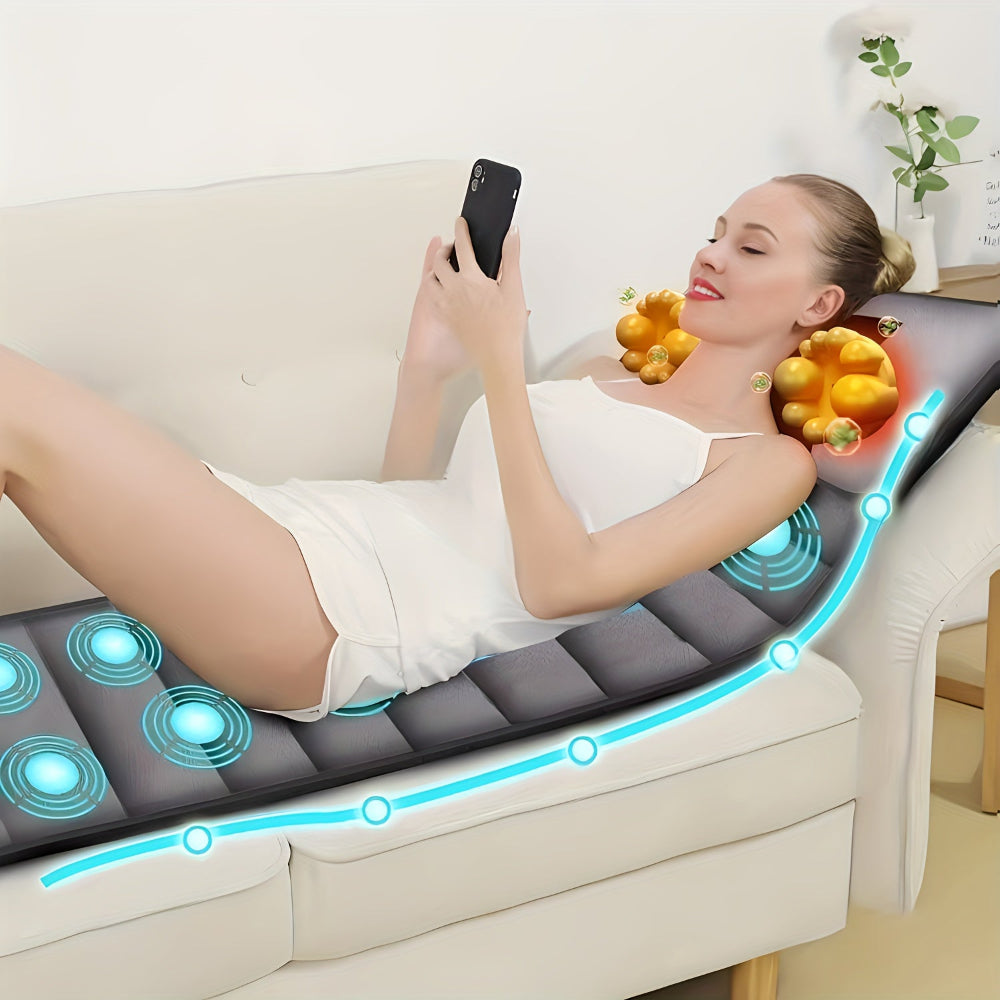 Maliben | Full Body Massage Mat With Vibrations And Heat – Gray Velvet Surface