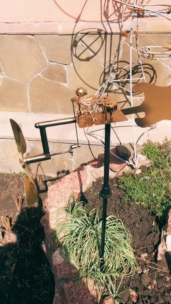 Maliben | Metal Windmill "Rock Band" – Moving Garden Decor With Character
