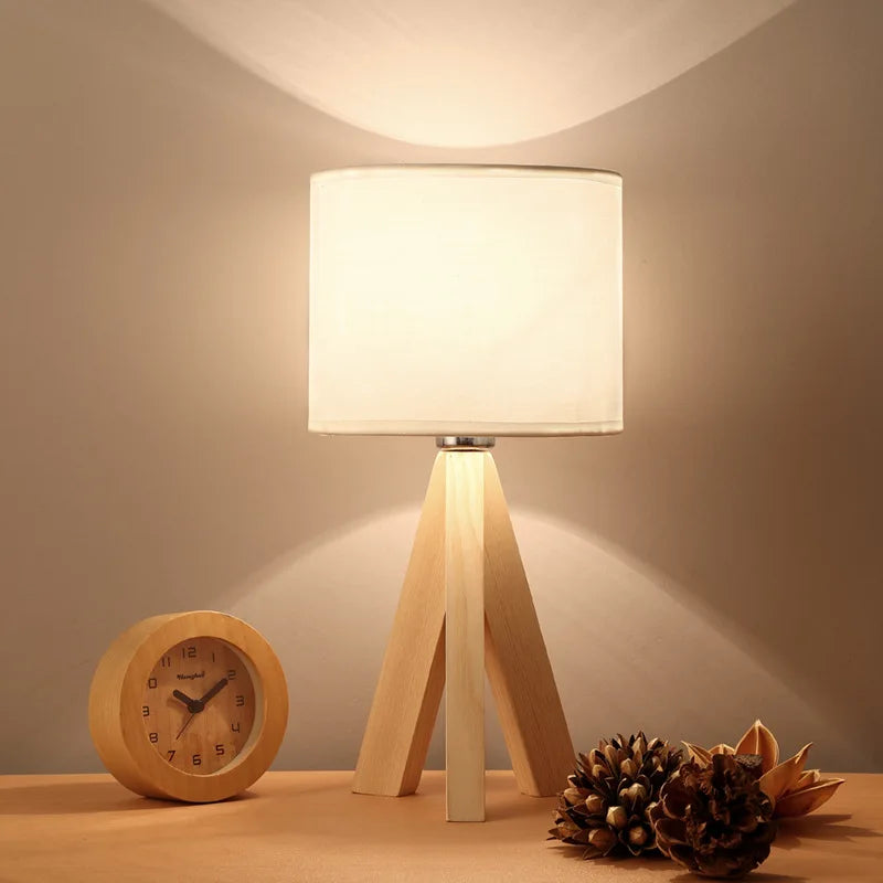 Maliben | Wood Opaline - Modern Wooden Tripod Table Lamp