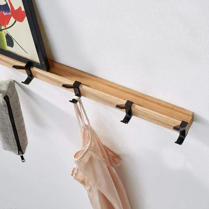 Maliben | Nordivo Wall Wardrobe With Movable Double Hooks | Scandinavian Design | Wood & Aluminium | Space-Saving & Modern