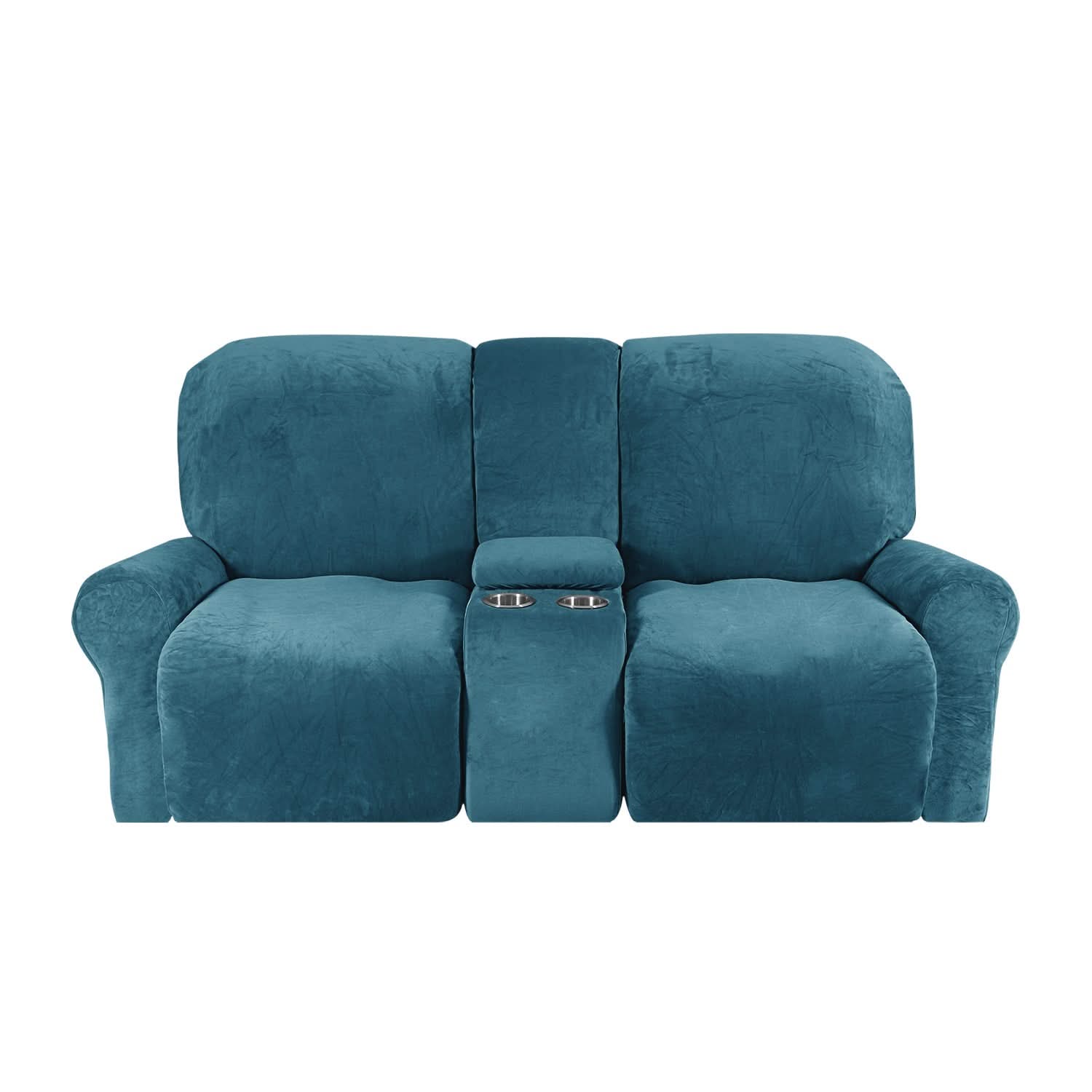 Maliben | 2-Seater Recliner Sofa Cover with Cup Holders – Velvet Plush