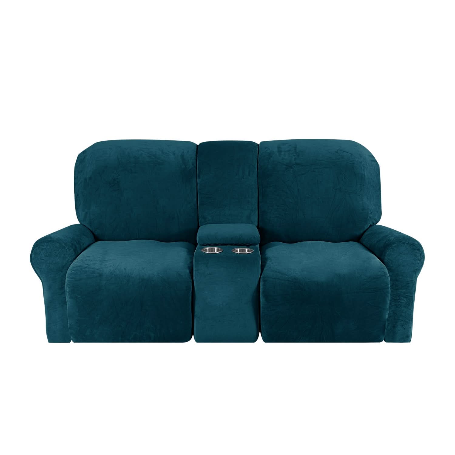 Maliben | 2-Seater Recliner Sofa Cover with Cup Holders – Velvet Plush