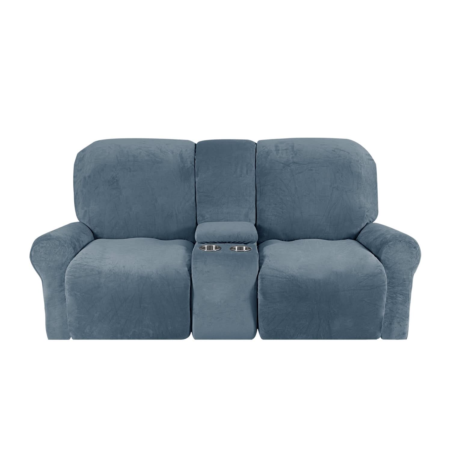 Maliben | 2-Seater Recliner Sofa Cover with Cup Holders – Velvet Plush