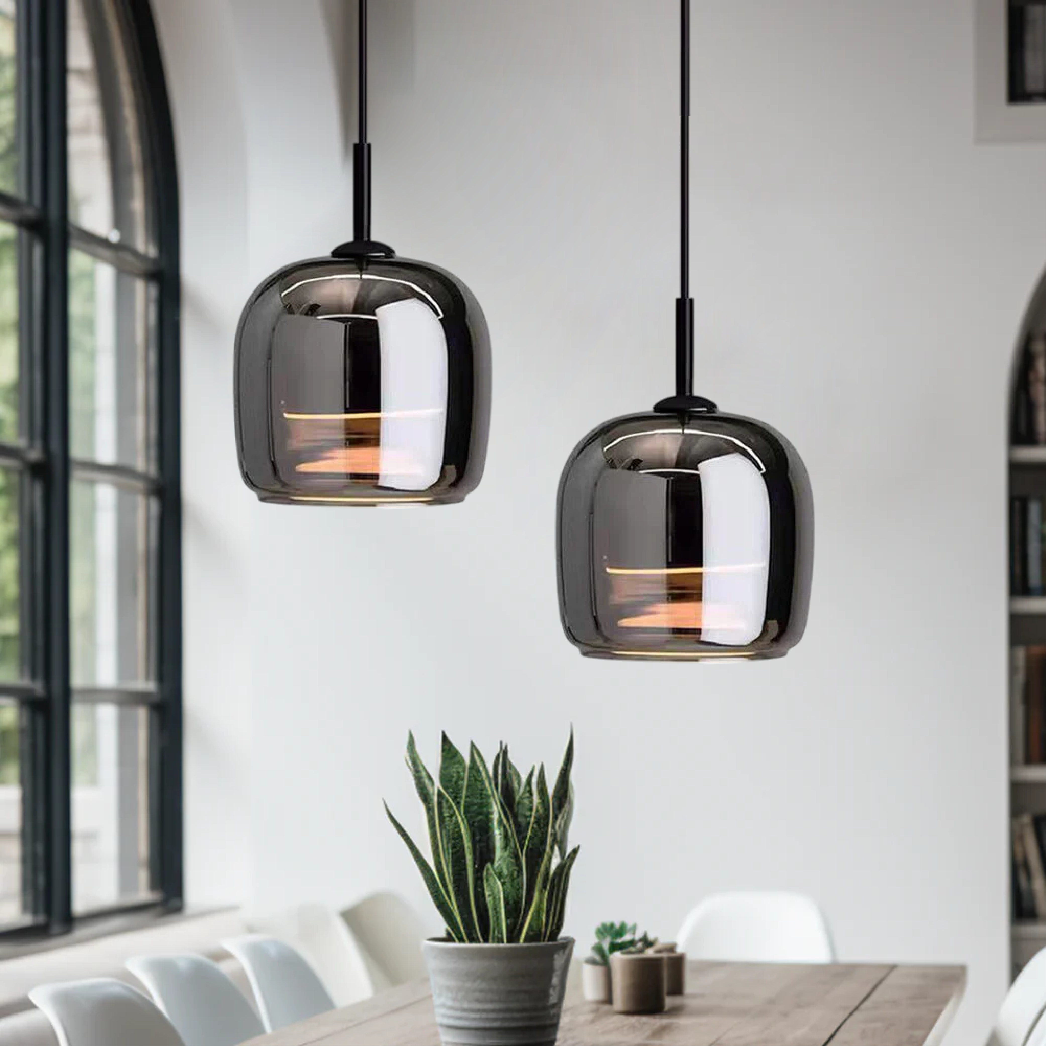 Maliben | Nordic Black Glass Pendant Light Fixture - Modern Hanging Lamp For Kitchen Island & Dining Room