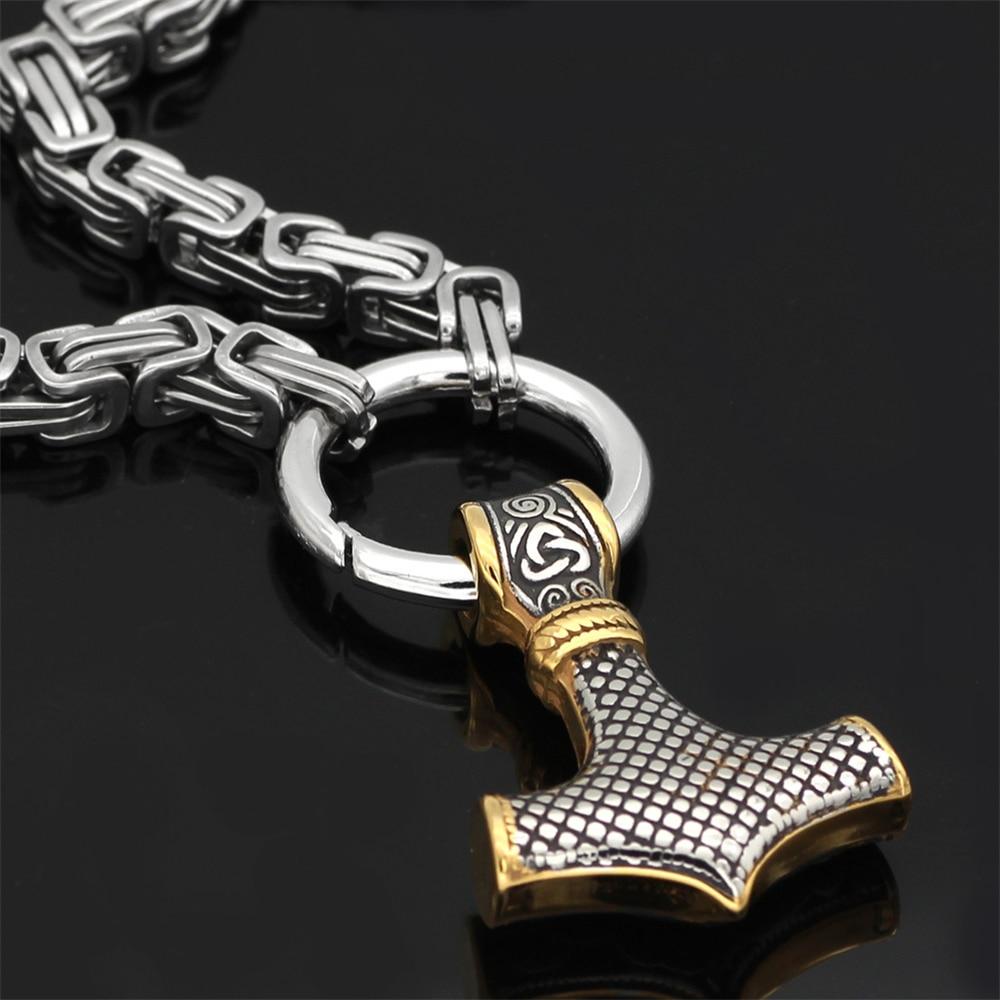 Maliben | 60–90 cm Stainless Steel Double Wolf Head & Mjolnir Survival Spirit Necklace/Bracelet