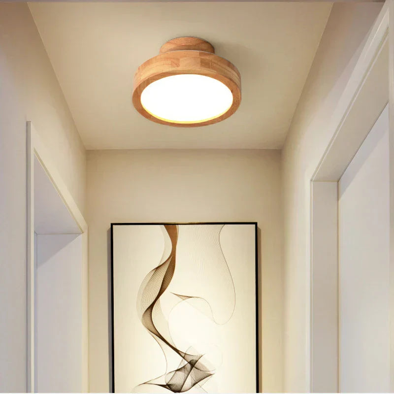 Maliben | Brightlux - Scandinavian Round Wooden Ceiling Lamp
