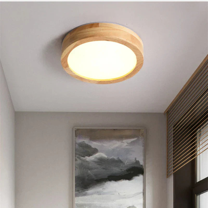 Maliben | Brightlux - Scandinavian Round Wooden Ceiling Lamp