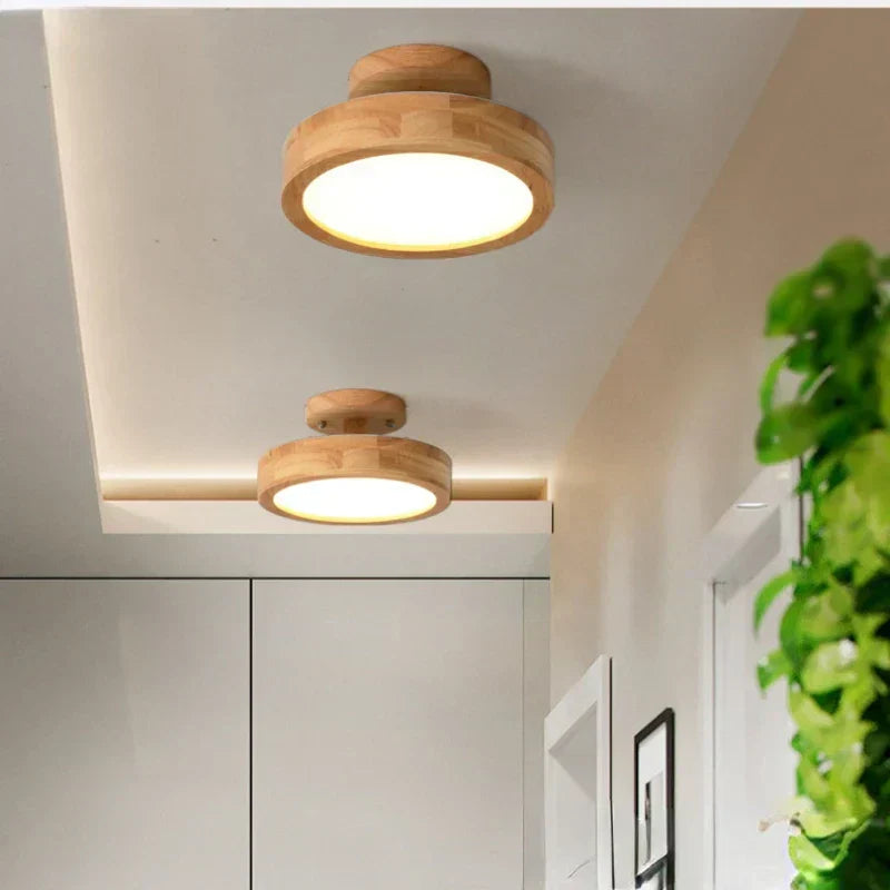 Maliben | Brightlux - Scandinavian Round Wooden Ceiling Lamp