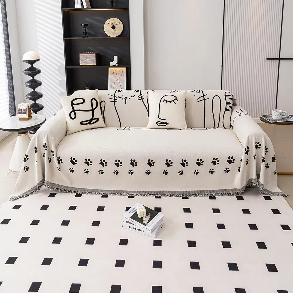 Maliben | Nordic Cat Paw Chenille Sofa Cover