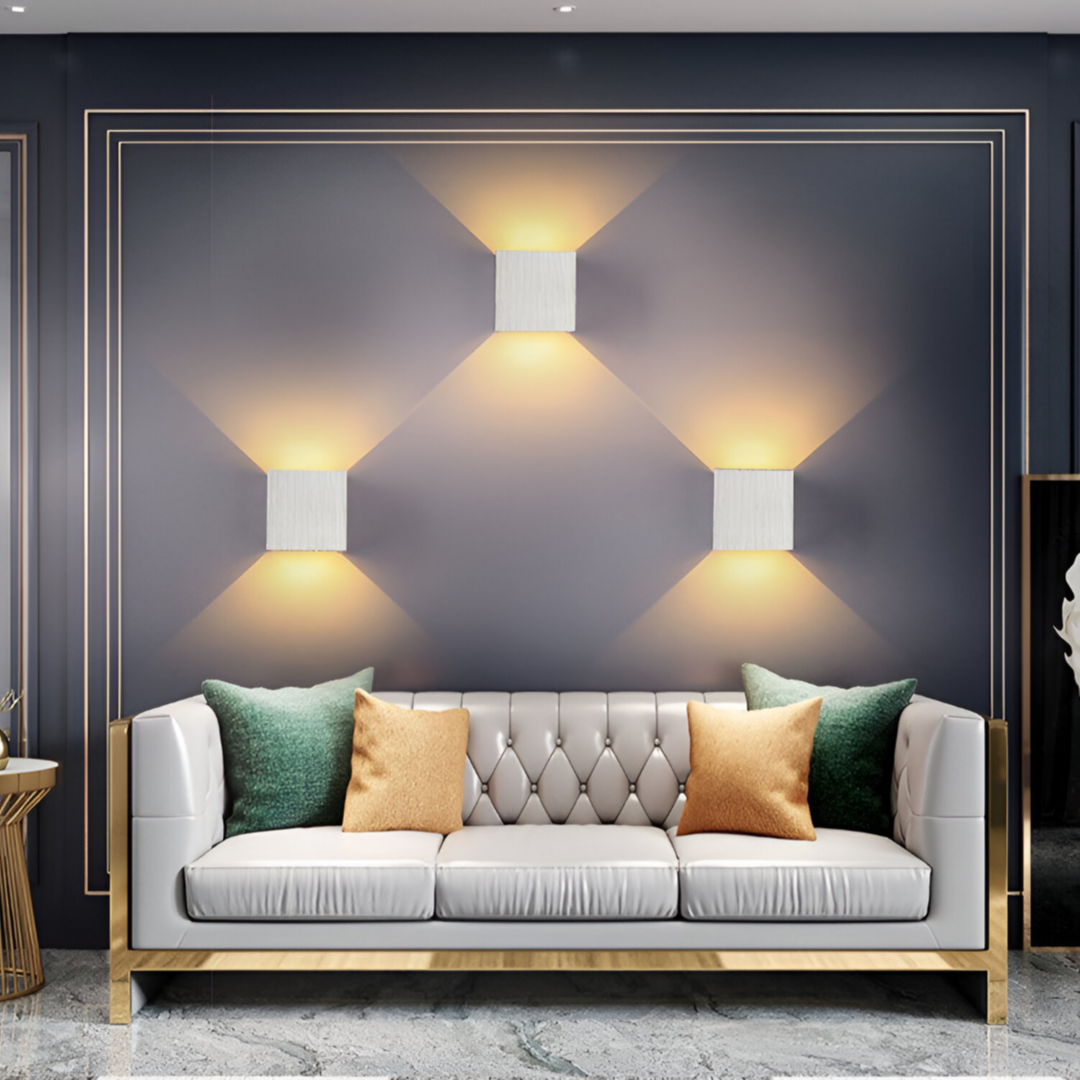 Maliben | Led Wall Lamp Nordivia | Usb & Cable Operation | Double Light Color | Aluminum & Acrylic | 10x10x5 Cm