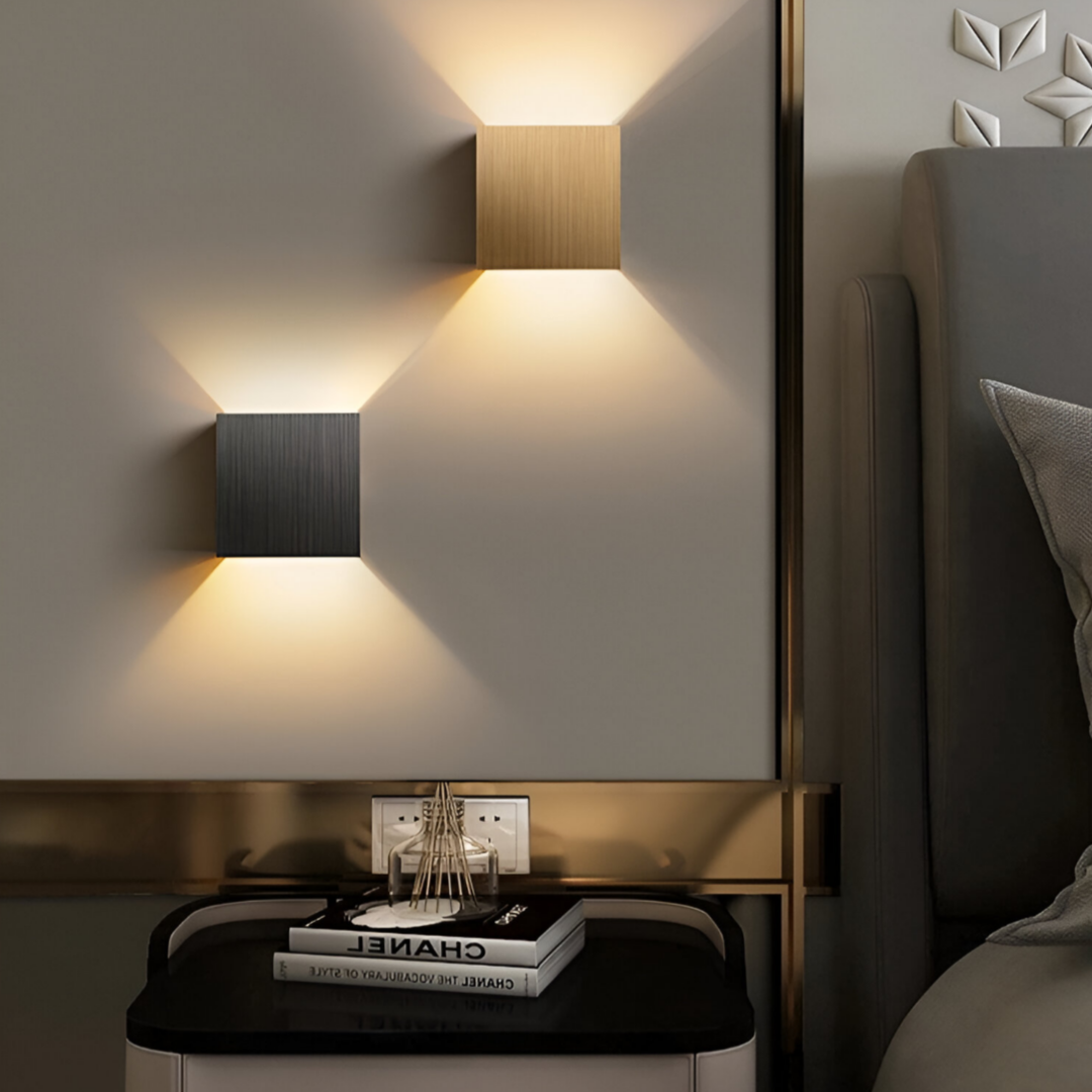 Maliben | Led Wall Lamp Nordivia | Usb & Cable Operation | Double Light Color | Aluminum & Acrylic | 10x10x5 Cm