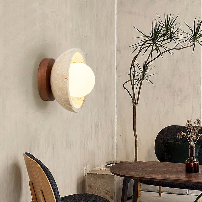 Maliben | Boho Travertine Natural Stone Led Wall Lamp