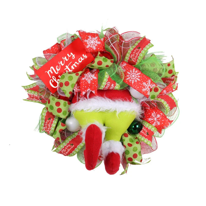 Grinch Leg Christmas Wreath Door Hanging Ornament