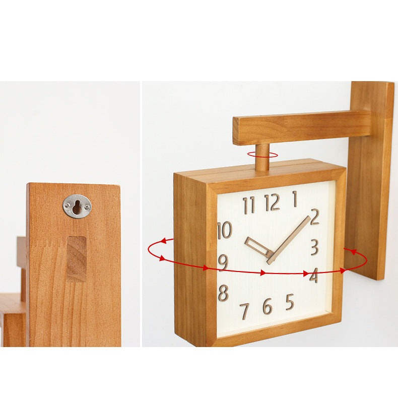 Maliben | Wall-Corner-Two-Sided Wood-Analog-Clock