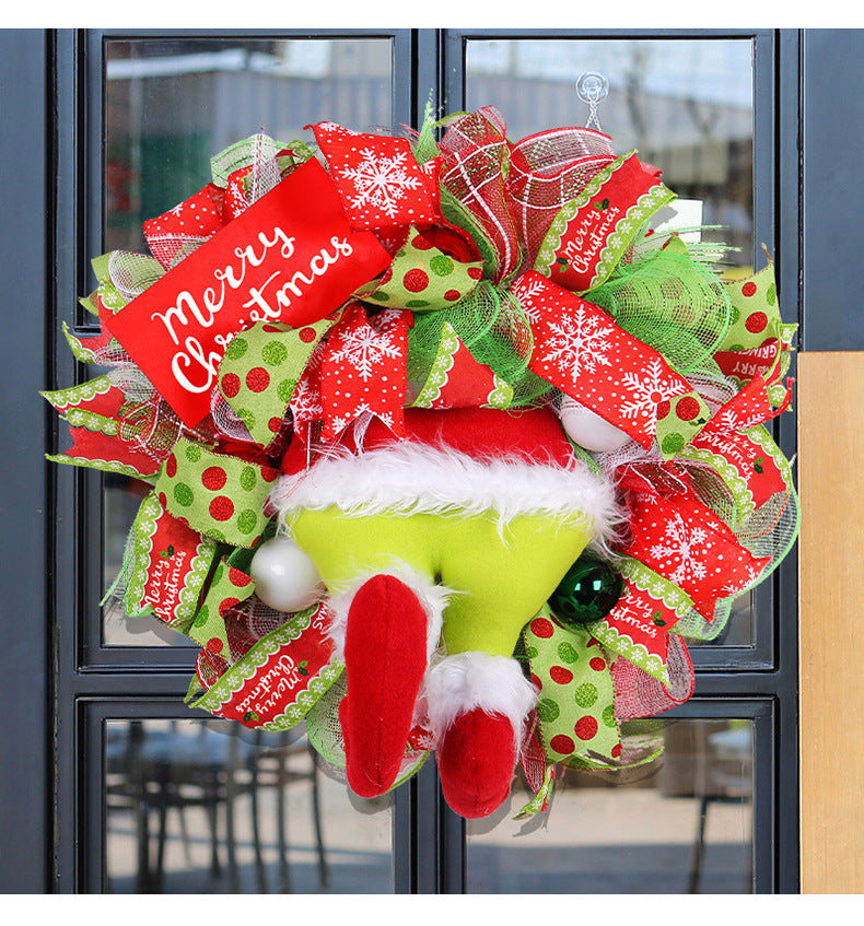 Grinch Leg Christmas Wreath Door Hanging Ornament